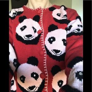 ❤️Rare Vintage 1980’s Panda Bear Sweater Cardigan